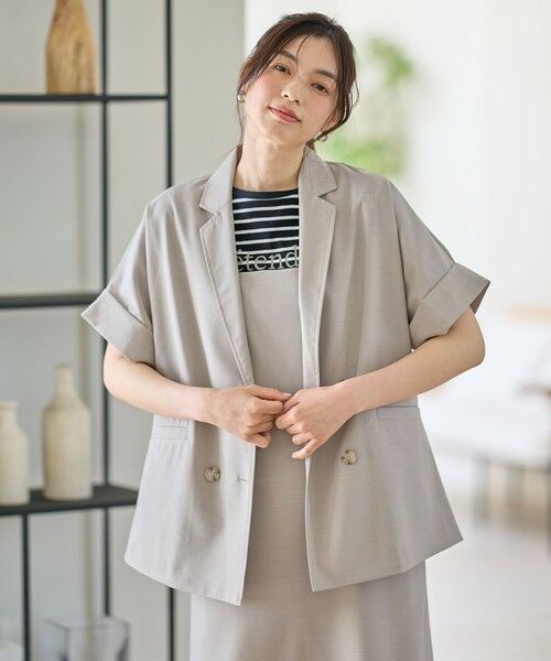 ANY / エニィ テーラードジャケット | 【セットアップ可】サラサラテックリネン半袖テーラードジャケット | 詳細3