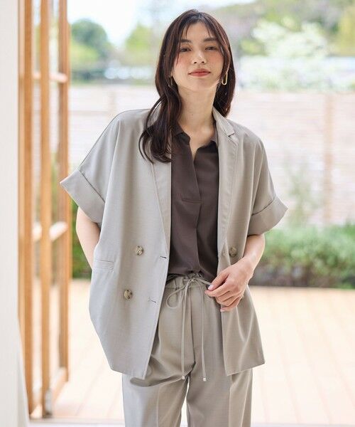 ANY / エニィ テーラードジャケット | 【セットアップ可】サラサラテックリネン半袖テーラードジャケット | 詳細7