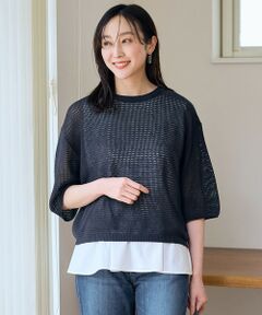 ANY / エニィ ニット・セーター | 【洗濯機可/アンチピリング】アイレットメッシュニット