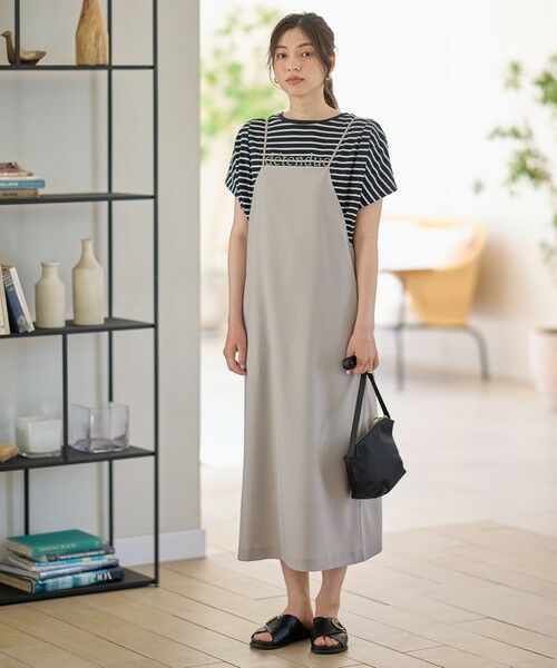 ANY / エニィ ロング・マキシ丈ワンピース | 【洗濯機可/セットアップ可/UVケア/速乾/イージーケア】サラサラテックリネンキャミソールワンピース | 詳細1