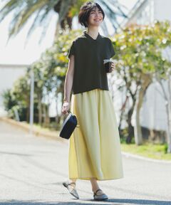 ANY / エニィ その他パンツ | 【洗濯機可/ウエストゴム/UVケア】スパンボイル撥水スカートパンツ