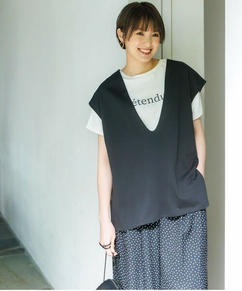 ANY / エニィ カットソー | 【洗濯機可/接触冷感/UVカット】Ｖネックチュニック | 詳細1