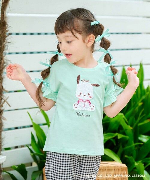 ANY/エニィ 【any FAM ×サンリオキャラクターズ】ミラクルスパンコール Tシャツ ポチャッコ×ミント 140 ANY/エニィ 【any FAM ×サンリオキャラクターズ】ミラクルスパンコール Tシャツ ポチャッコ×ミント 140