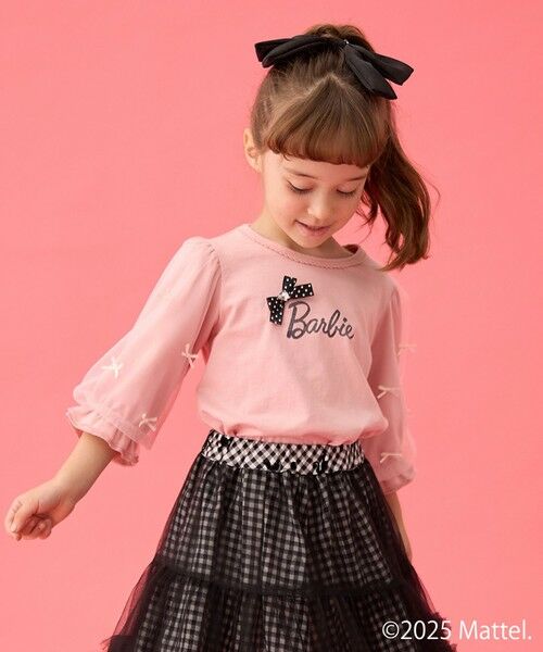 ANY/エニィ 【Barbie(TM)】リボン 七分袖Tシャツ ピンク 120 ANY/エニィ 【Barbie(TM)】リボン 七分袖Tシャツ ピンク 120