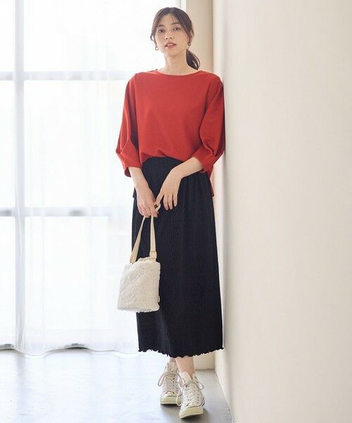 ANY / エニィ ミニ・ひざ丈スカート | 【ウエストゴム】シュリンクベロアスカート | 詳細3