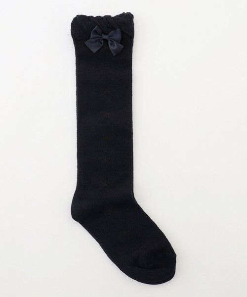 ANY/エニィ リボン柄 ジャガード ハイソックス ネイビー M(16〜18cm)
