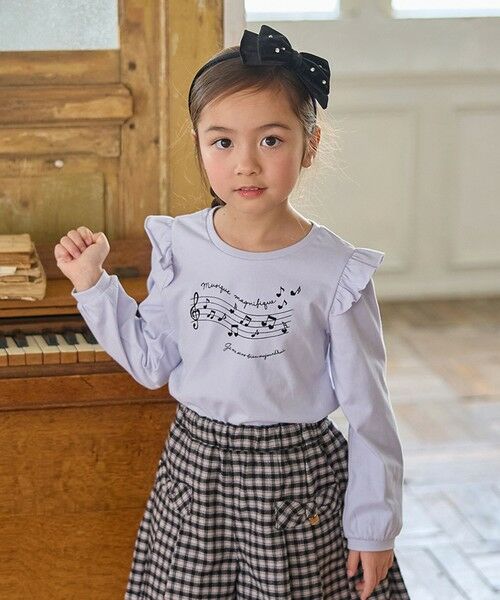 ANY/エニィ 【WEB限定】7days プリント 長袖Tシャツ サックスブルー×音符 100 ANY/エニィ 【WEB限定】7days プリント 長袖Tシャツ サックスブルー×音符 100