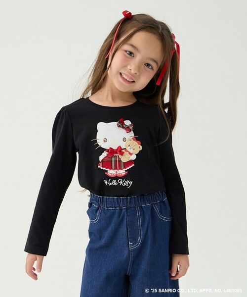ANY/エニィ 【ハローキティ×ANY KIDS】アップリケ 長袖Tシャツ ブラック 110 ANY/エニィ 【ハローキティ×ANY KIDS】アップリケ 長袖Tシャツ ブラック 110