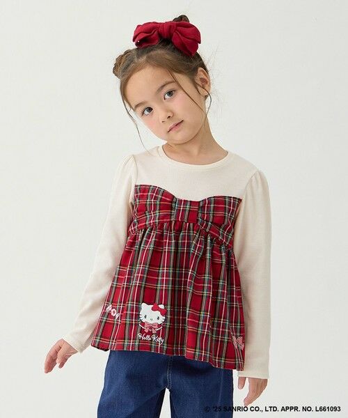 ANY/エニィ 【ハローキティ×ANY KIDS】ドッキング刺繍 長袖Tシャツ レッド 110 ANY/エニィ 【ハローキティ×ANY KIDS】ドッキング刺繍 長袖Tシャツ レッド 110