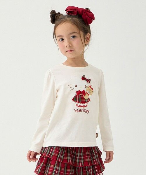 ANY/エニィ 【ハローキティ×ANY KIDS】アップリケ 長袖Tシャツ オフホワイト 150 ANY/エニィ 【ハローキティ×ANY KIDS】アップリケ 長袖Tシャツ オフホワイト 150