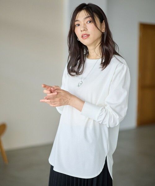 ANY/エニィ 【洗濯機可/UVケア/接触冷感】シャツテールロングスリーブTシャツ オフ M ANY/エニィ 【洗濯機可/UVケア/接触冷感】シャツテールロングスリーブTシャツ オフ M