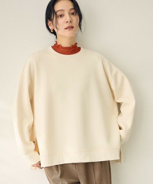 ANY/エニィ 【洗濯機可/アンチピリング】サイドドットダンボールトレーナー エクリュ F