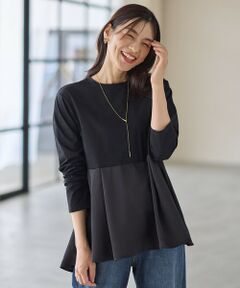 ANY / エニィ カットソー | 【WEB限定】サテンコンビペプラムカットソー