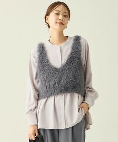 ANY / エニィ ベスト | ロングシャギーニットベスト