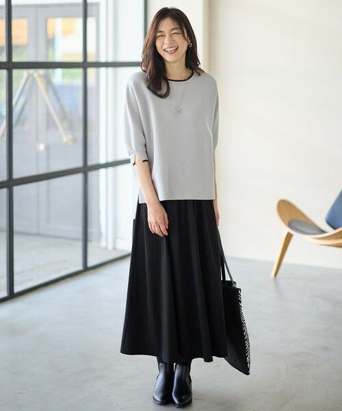 ANY / エニィ セットアップ | 【2SET】バイカラーニット×布帛スカートセット | 詳細3