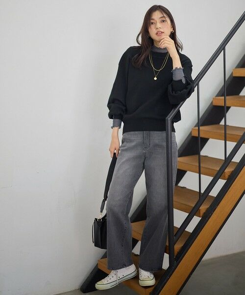 ANY / エニィ デニムパンツ | 【ウエストゴム】ストレートワイドデニム | 詳細1