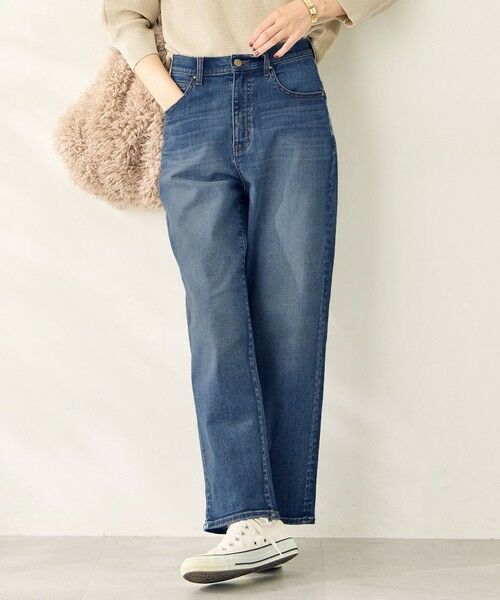 ANY/エニィ 【洗濯機可/ウエストゴム】ストレートワイドデニム フェードインディゴ L ANY/エニィ 【洗濯機可/ウエストゴム】ストレートワイドデニム フェードインディゴ L