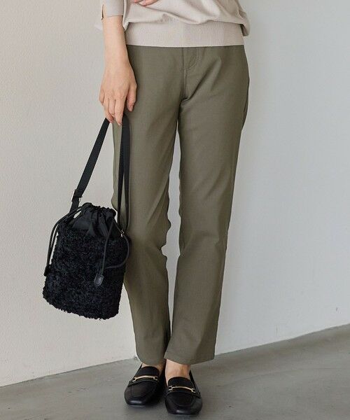 ANY/エニィ 【ストレッチ/洗濯機可/ウエストゴム/UVカット】7days裏起毛テーパードパンツ カーキ M