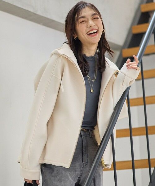 ANY/エニィ 【洗濯機可/アンチピリング/ストレッチ】ダンボールWジップパーカー エクリュ L ANY/エニィ 【洗濯機可/アンチピリング/ストレッチ】ダンボールWジップパーカー エクリュ L