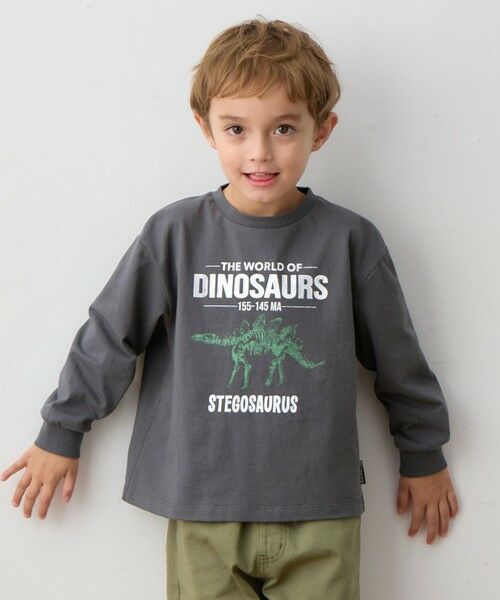 ANY/エニィ 恐竜プリント 長袖Tシャツ チャコール 110 ANY/エニィ 恐竜プリント 長袖Tシャツ チャコール 110