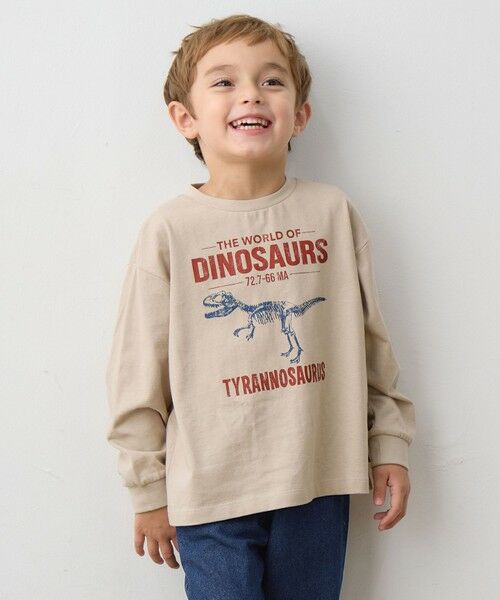 ANY/エニィ 恐竜プリント 長袖Tシャツ ベージュ 100 ANY/エニィ 恐竜プリント 長袖Tシャツ ベージュ 100