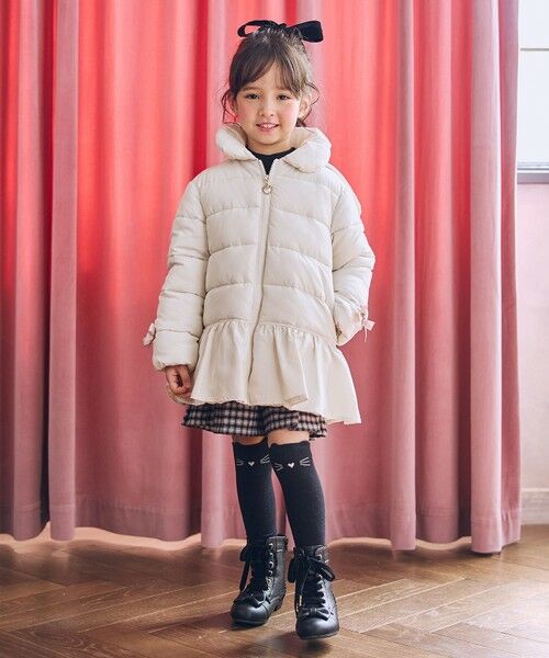 ANY / エニィ ダウンジャケット・ベスト | 【フード取り外し/洗濯機可能】中綿フリル リボンコート | 詳細1