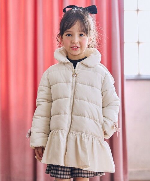 ANY / エニィ ダウンジャケット・ベスト | 【フード取り外し/洗濯機可能】中綿フリル リボンコート | 詳細3