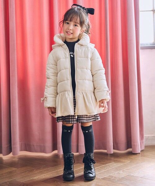 ANY / エニィ ダウンジャケット・ベスト | 【フード取り外し/洗濯機可能】中綿フリル リボンコート | 詳細7