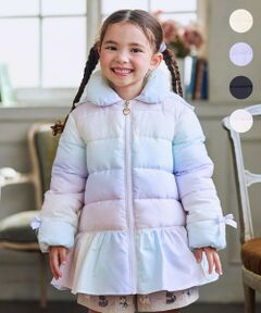 ANY / エニィ ダウンジャケット・ベスト | 【フード取り外し/洗濯機可能】中綿フリル リボンコート