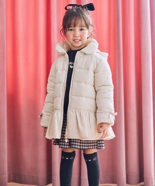 ANY / エニィ ダウンジャケット・ベスト | 【フード取り外し/洗濯機可能】中綿フリル リボンコート | 詳細9