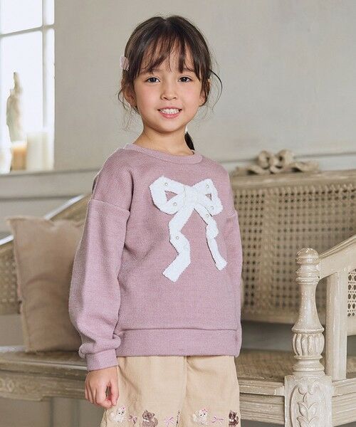 ANY/エニィ リボン ニットソー トレーナー ピンク 140