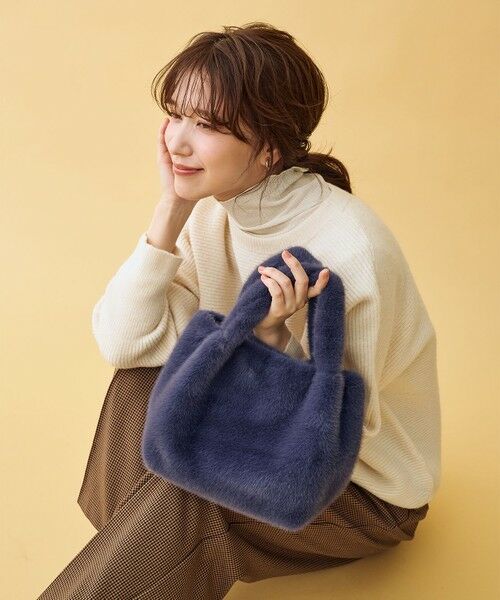 ANY/エニィ カラーファーバッグ ダークブルー F