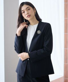 ANY / エニィ ノーカラージャケット | イージーケアライトストレッチノーカラージャケット