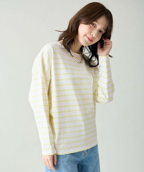 ANY / エニィ カットソー | コクーンボーダープルオーバー（イエロー）