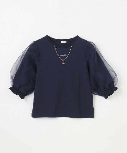 ANY / エニィ カットソー | チュール袖 七分Tシャツ | 詳細17