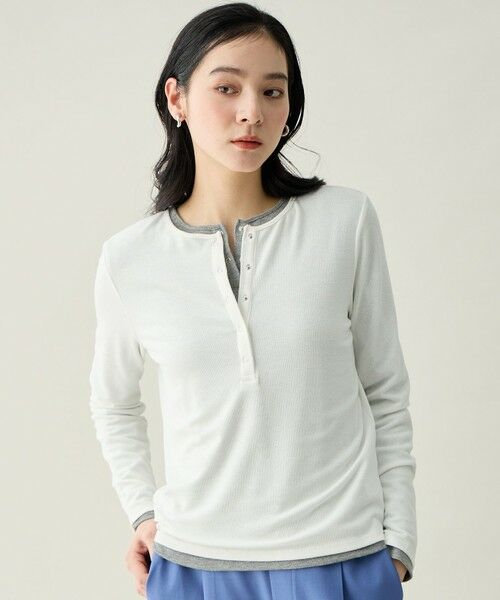 ANY / エニィ カットソー | クリアラメフライスヘンリーネックプルオーバー | 詳細1