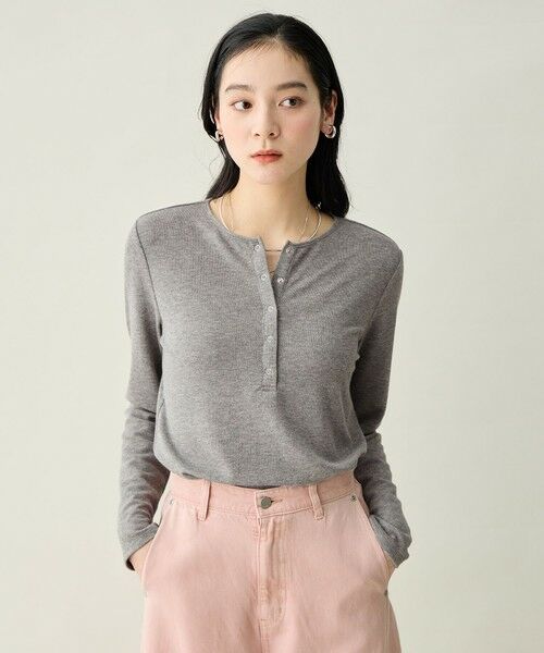 ANY / エニィ カットソー | クリアラメフライスヘンリーネックプルオーバー | 詳細9