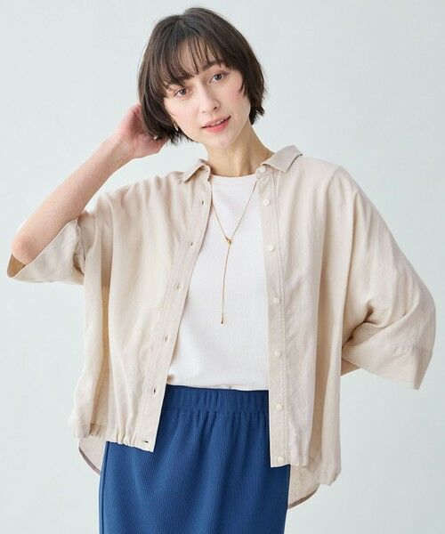 ANY / エニィ シャツ・ブラウス | ヨーロピアンリネンハーフスリーブシャツ（サンドベージュ）