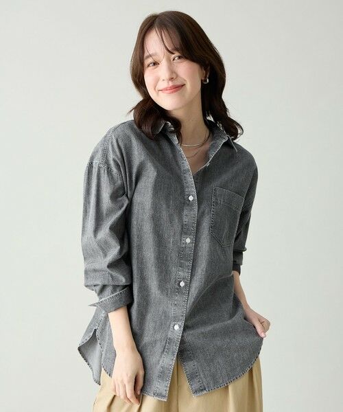 ANY / エニィ シャツ・ブラウス | シアーデニムオーバーシャツ（フェードブラック）