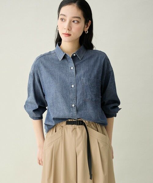 ANY / エニィ シャツ・ブラウス | シアーデニムオーバーシャツ（フェードインディゴ）