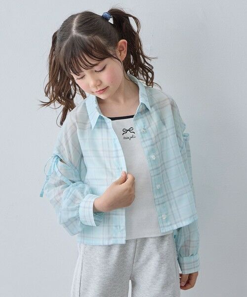 ANY / エニィ シャツ・ブラウス | シアーチェックシャツ（サックスブルー）