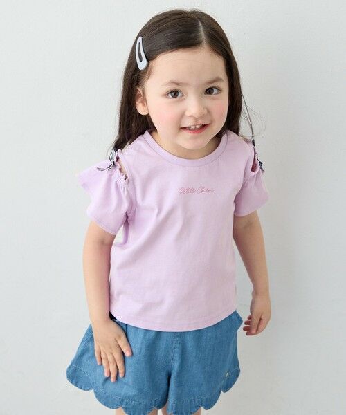 ANY / エニィ カットソー | 【綿100%】オンオフショルダー Tシャツ（ラベンダー）