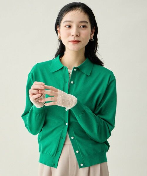 ANY / エニィ カーディガン・ボレロ | コットンブレンドポロカーデ（グリーン）