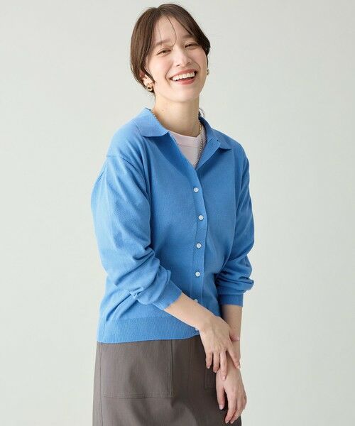 ANY / エニィ カーディガン・ボレロ | コットンブレンドポロカーデ（ブルー）