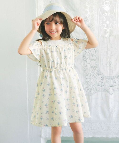 ANY / エニィ ロング・マキシ丈ワンピース | 【洗濯機可能】オンオフショルダーワンピース（エクリュ×花柄）