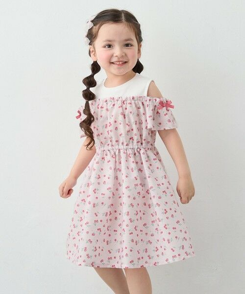 ANY / エニィ ロング・マキシ丈ワンピース | 【洗濯機可能】オンオフショルダーワンピース（ピンク×フルーツ）