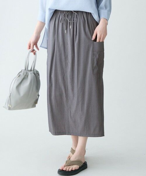 ANY / エニィ ミニ・ひざ丈スカート | 7daysデイリーリラックススカート（グレーシャンブレー）