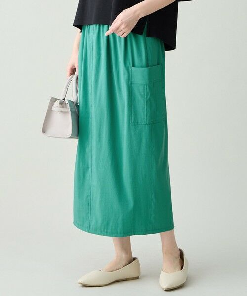 ANY / エニィ ミニ・ひざ丈スカート | 7daysデイリーリラックススカート（グリーン）