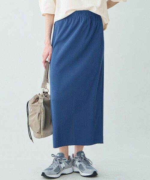 ANY / エニィ ミニ・ひざ丈スカート | テレコナロースカート（ブルー）