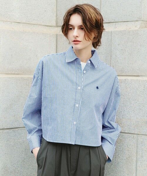 ANY / エニィ シャツ・ブラウス | 【POLO BCS別注】プレッピークロップドシャツ（ブルーストライプ）